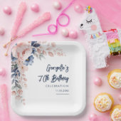 ピンクフローラ70thバースデーパーティー植物学 ペーパープレート (パーティー)