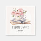 ピンクフローラ70thブックテーマ誕生日 スタンダードカクテルナプキン (正面)