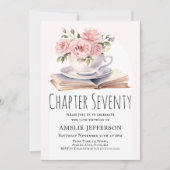 ピンクフローラ70thブックテーマ誕生日 招待状 (正面)