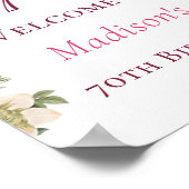 ピンクフローラ70th誕生日ウェルカムサイン ポスター (角)