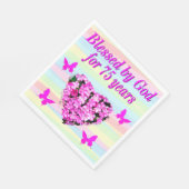 ピンクフローラ75位誕生日紙パーティーナプキン スタンダードランチョンナプキン (角)