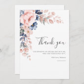 ピンクフローラ75誕生日後パーティー サンキューカード (正面/裏面)