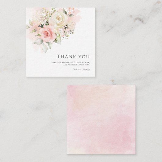 ピンクフローラ75thバースデーパーティーサンキューカード ノートカード (正面/裏面)