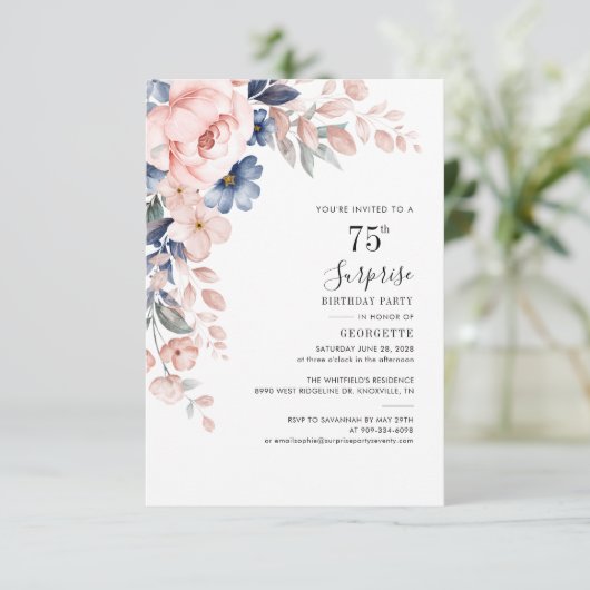 ピンクフローラ75th誕生日パーティーへの招待 招待状 (スタンド正面)