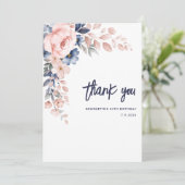 ピンクフローラ80誕生日水彩 サンキューカード (スタンド正面)
