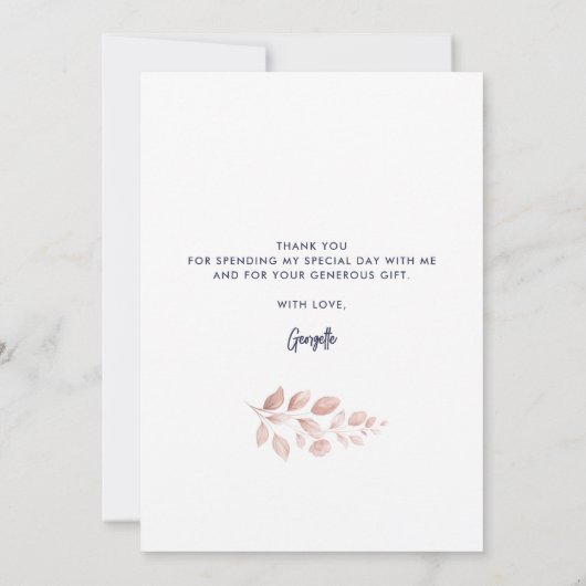 ピンクフローラ80誕生日水彩 サンキューカード (裏面)