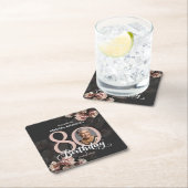 ピンクフローラ80誕生日 スクエアペーパーコースター (インサイチュ)