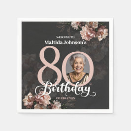 ピンクフローラ80誕生日 スタンダードカクテルナプキン