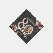 ピンクフローラ80誕生日 スタンダードカクテルナプキン (角)