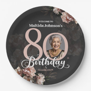 ピンクフローラ80誕生日 ペーパープレート