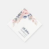 ピンクフローラ80thバースデーパーティースクリプト紙 スタンダードカクテルナプキン (角)