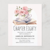 ピンクフローラ80thブックテーマ誕生日招待状 (正面)