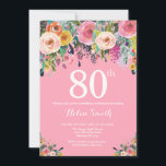 ピンクフローラ80th誕生日招待状 招待状<br><div class="desc">ピンクのフローラ80番目の誕生日招待状の女性向け。水彩フローラフラワーピンクの背景ピンク、黄色、オレンジ、紫の花。大人の誕生日。13.15.16.18.21.30.40.50.60.70.80.90.100.任意の年齢さらにカスタマイズするには、「クリックカスタマイズit」ボタンをクリックし、デザインツールを使用してこのテンプレートを変更してください。</div>