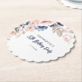 ピンクフローラ80th Birthday Partyスクリプト ペーパーコースター (アングル)