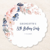 ピンクフローラ80th Birthday Partyスクリプト ペーパーコースター (正面)
