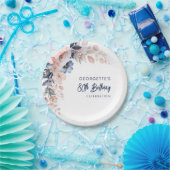 ピンクフローラ80th Birthday Partyスクリプト ペーパープレート (パーティー)