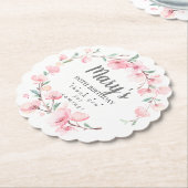 ピンクフローラ90誕生日ありがとう ペーパーコースター (アングル)