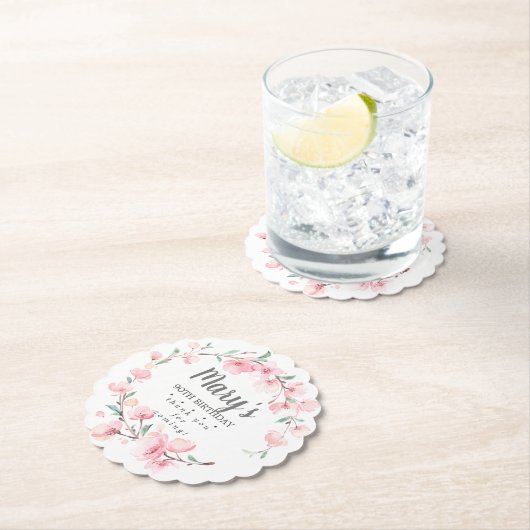 ピンクフローラ90誕生日ありがとう ペーパーコースター (インサイチュ)