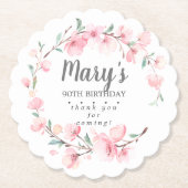 ピンクフローラ90誕生日ありがとう ペーパーコースター (正面)