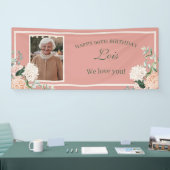 ピンクフローラ90誕生日バナー 横断幕 (トレードショー)