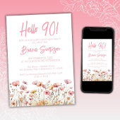 ピンクフローラ90th誕生日パーティー 招待状