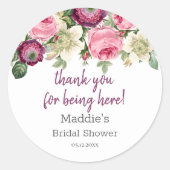 ピンクフローラ |ありがとうブライダルシャワースタンプ ラウンドシール (正面)