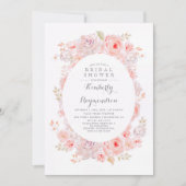 ピンクフローラ |エレガントヴィンテージブライダルシャワー 招待状 (正面)