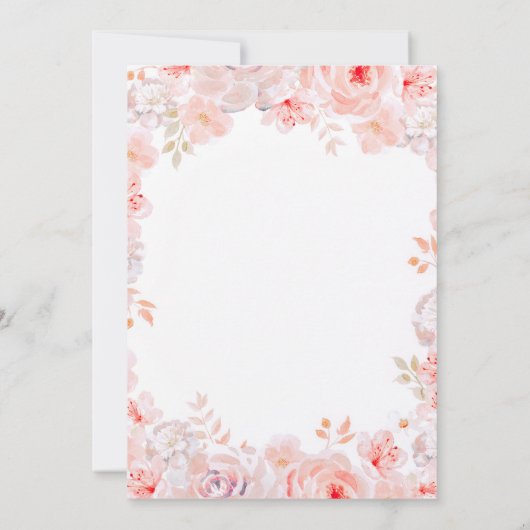 ピンクフローラ |エレガントヴィンテージブライダルシャワー 招待状 (裏面)