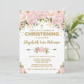 ピンクフローラ《キリスト教》洗礼式や命名式招待状パステルバプティスマ 招待状 (スタンド正面)