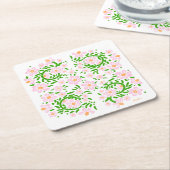 ピンクフローラ スクエアペーパーコースター (アングル)