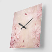 ピンクフローラ スクエア壁時計 (傾斜)