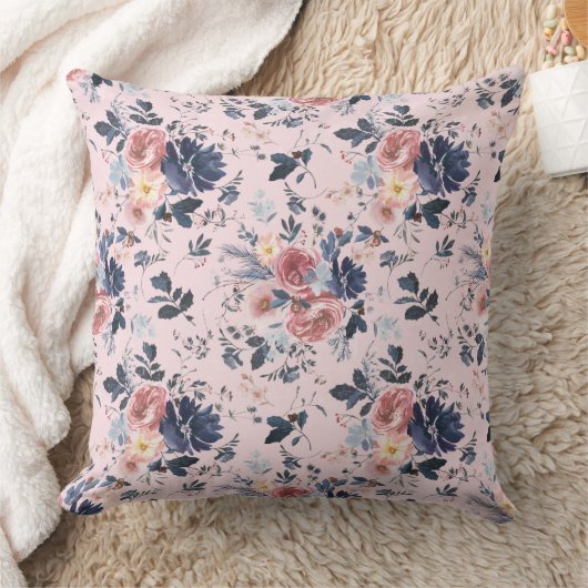 ピンクフローラ/ストライプ装飾用クッション クッション (ブランケット)