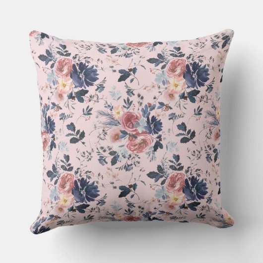 ピンクフローラ/ストライプ装飾用クッション クッション (裏面)