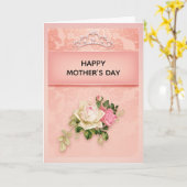 ピンクフローラ&ダイヤモンドティアラプリンセスマザーズデイ カード (黄色い花)