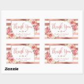 ピンクフローラ |バラストライプ金ゴールド結婚の皆様 長方形シール (シート)