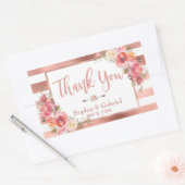 ピンクフローラ |バラストライプ金ゴールド結婚の皆様 長方形シール (封筒)