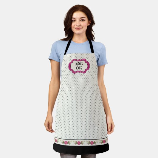 ピンクフローラ パーソナライズされた エプロン (着用した状態)