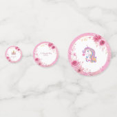 ピンクフローラ| ユニコーン誕生日パーティー コンフェッティ (裏面)