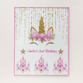 ピンクフローラ| ユニコーン誕生日パーティー ジグソーパズル