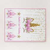 ピンクフローラ| ユニコーン誕生日パーティー ジグソーパズル (横)