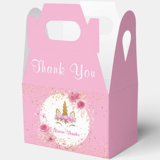 ピンクフローラ| ユニコーン誕生日パーティー フェイバーボックス (見開き)
