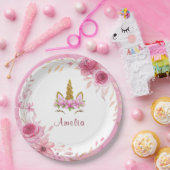ピンクフローラ| ユニコーン誕生日パーティー ペーパープレート (パーティー)