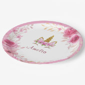 ピンクフローラ| ユニコーン誕生日パーティー ペーパープレート (アングル)