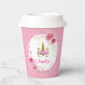 ピンクフローラ| ユニコーン誕生日パーティー 紙コップ (裏面)