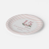 ピンクフローラ&ユーカリキンセアニェラ15誕生日 ペーパープレート (アングル)