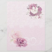 ピンクフローラ&レース結婚ズスクラップブック紙 (正面)