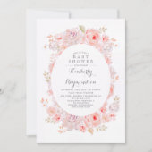 ピンクフローラ |ヴィンテージエレガントのベビーシャワー 招待状 (正面)