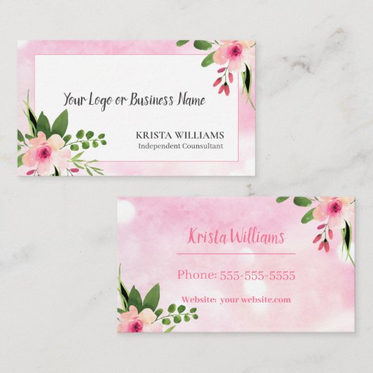 ピンクフローラ 名刺 (正面/裏面)