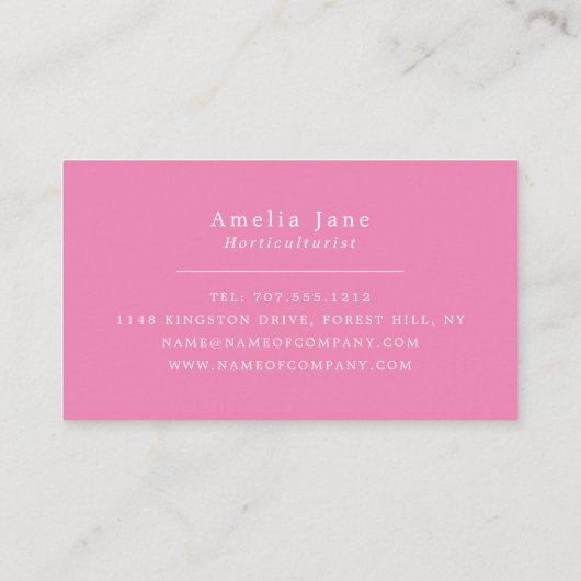ピンクフローラ、庭師、園芸家 名刺 (裏面)