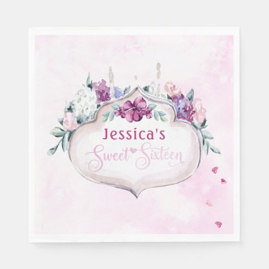 ピンクフローラ |甘い16 スタンダードランチョンナプキン (正面)